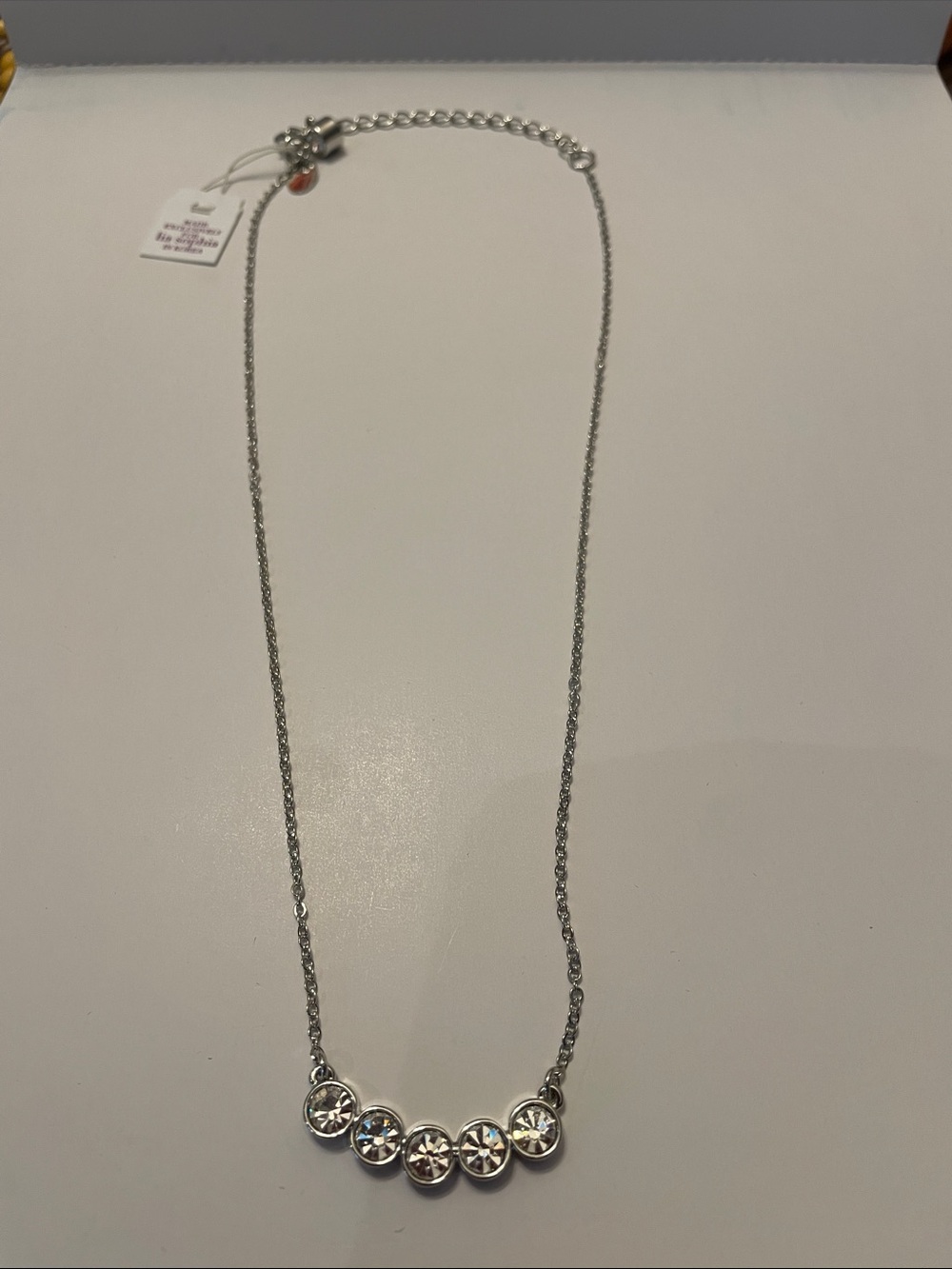 Lia Sophia Silver Crystal Station Necklace